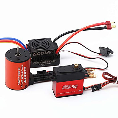 HUIOP Motor, Motor Combo Set 3650 4300KV Motor 60A Brushless ESC 25kg Servo w/ 25T Servo Arm for 1/10 RC Car Off-Road Truck