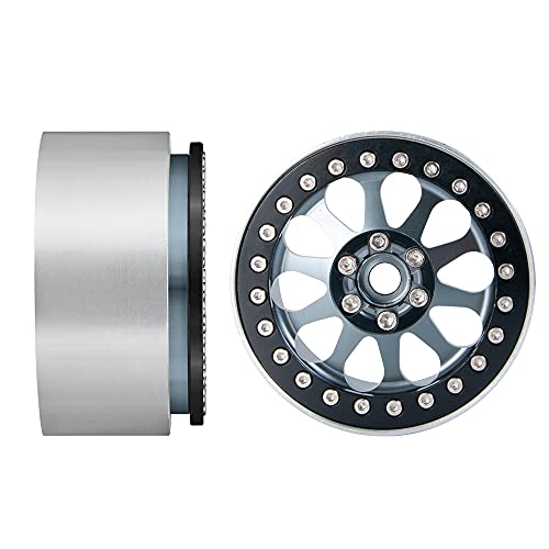 Benedict Harry 4Pcs Alloy 2.2" Beadlock Wheel Rims for 1:10 RC Rock Crawler Axial SCX10 RR10 Wraith 90048 90018 TRX4 12mm Hex (Titanium) - color: Titanium