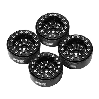INJORA 1.3 Aluminium Beadlock Wheel for TRX4M SCX24 1/24 1/18 RC Crawler - color: Black Aluminum