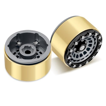 OGRC Brass Aluminum 1.9 Beadlock Wheels 167g Wheel Rims for SCX10 TRX4 | 668g Total Weights, 12mm Hex, for Gen7 Gen8 D90 VS4-10 1/10 RC Carwler, Titanium - color: Titanium