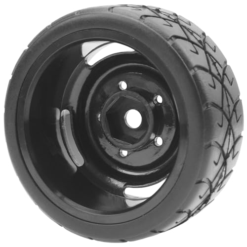 ShareGoo RC 1/10 Scale On Road Tires OD2.55 Rubber & Wheel Rims 12mm Hex Compatible with Traxxas 4 Tec 2.0 Tamiya TT01 XV01 Kyosho WR8 Sakura WLtoys HPI 1/10 RC On Road Racing Car