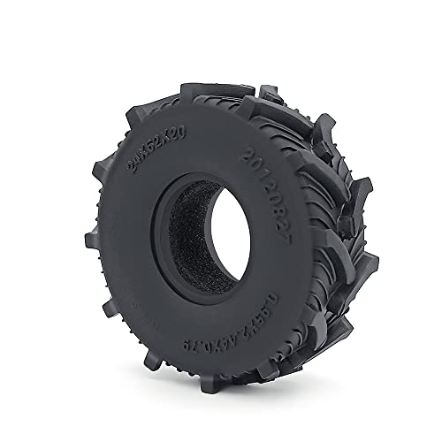 RCLIONS 1/24th Rubber Micro 1" RC Wheel Tires for Axial SCX24 Deadbolt,C10,JLU CRC,Bronco,Gladiator RC Crawler Truck Car (62mm) - size: 62mm
