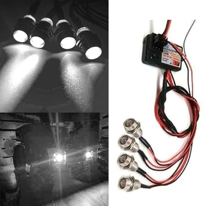 4Led RC Truck Car Led Light Kit,WONFAST LED RC Car Headlights Taillight Set Accessories for 1/10 1/12 1/8 RC Car Truck Tank Crawler for Redcat Axial HSP Tamiya SCX10(White) - color: White