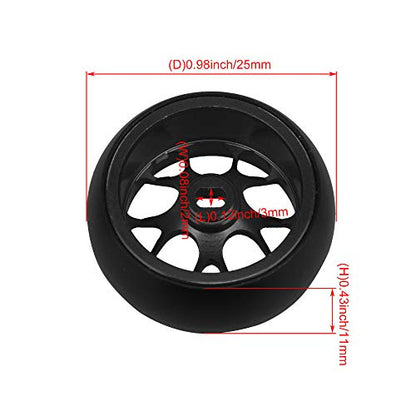 Lovermusic 4pcs 25x11MM RC 1:28 Drift Tires Black Mesh Wheel Hub Replacement for WL 1/28 K969 K989 P929 Upgrade Parts
