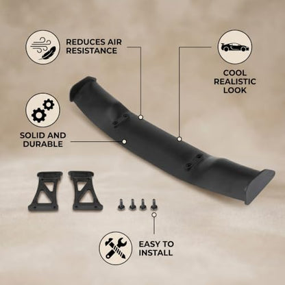 RC Car Tail Wing, Drifting RC Wing with Base Mount and Screws, 1/10 Scale Spoiler for RC Enthusiasts, Hobbyists, and Drift Racing Models