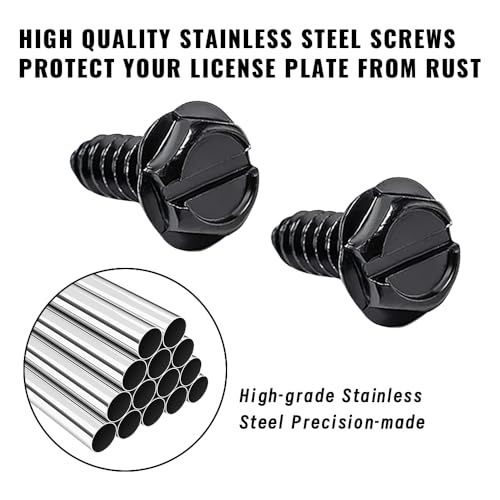deemars License Plate Screw Kit, 8 Sets Stainless Anti Theft License Plate Screws, Anti-Rattle & Rust-Proof Bolts for Securing License Plates Frames or Covers on Cars, Trucks, SUVs - color: Black-K5