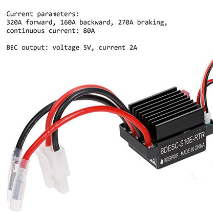 GoolRC 320A ESC Brushed Forward Reverse Electric Speed Controller with Brake Waterproof Support 2-3S Battery Replacement for HSP Redcat Traxxas Tamiya RC Car Boat