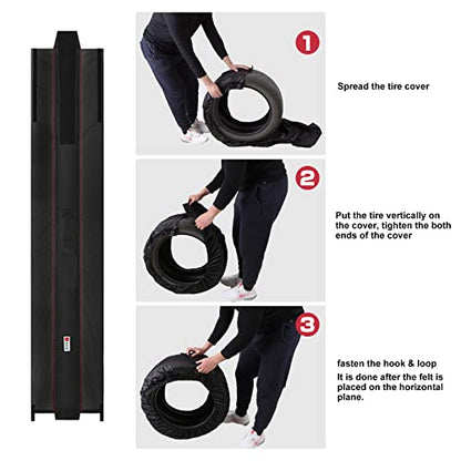 Seasonal Tire Totes, Spare Tire Cover, Portable Winter Wheel, Handle for Easy Transportation, Fits Tires Tire Diameters 21” to 31.5”, Set of 4 Bags Black