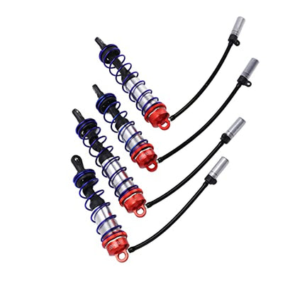 RC Damper, Aluminum Alloy Oil Adjustable with High Elasticity Spring, RC Shock Absorber, 4PCS Set for 1/8 Scale Off-Road RC Crawler Truck Truggy Enthusiasts - color: Red