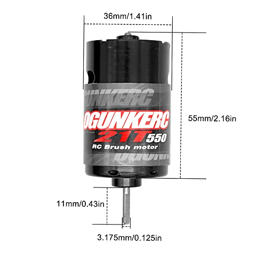 OGRC Motor 550 35T Brushed RC Motor 1/10 RC Crawler Motor for TRX4 SCX10 | 3-Slot 7900 Max RPM RC Car Motor for 1/10 TRAXXAS Redcat Axial RC4WD D90 and 1/6 Jeep Willys 1941 MB Military Truck - size: 21T