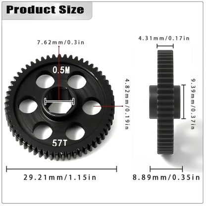 0.5Mod 57T & 59T Steel Spur Gear Main Gear CNC Machined Hardened Steel Upgrade for Arrma Granite Typhon Mojave Grom 1:18 1:16 1:14 Losi 1/12 RC Car Truck Replacement of #ARA311196 - size: 57T