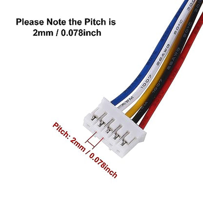 Alinan 20pcs Jst 2.0 Ph 5 Pin Connector Plug, Included 10pcs Mini 5 Pin Jst Ph2.0 26AWG Female Connector Plug with 300mm Cable Wire and 10pcs Micro Jst Ph2.0mm 5Pin Male Connector Plug - color: 5Pin 26AWG 300mm Cable