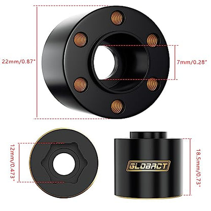 GLOBACT Brass Wheel Weights Extended Hex Hub 18mm for 1/10 TRX4 TRX6 SCX10 | Fits 1.9" 2.2" RC Wheel, 170g Counterweight - size: 18.5mm