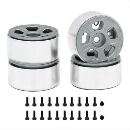RC Car Assortment for Axial for SCX24 AX24 for FCX24 Enduro24 for TRX4M 1/24 1/18 RC Crawler Car 4Pcs 1.0in Metal Wheel Rims Upgrade Parts
