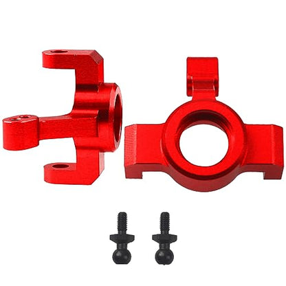 Aluminum Steering Blocks Caster Blocks C-Hubs Stub Axle Carriers Knuckles Set C-Cup Upgrades Parts Compatible with 1/18 LaTrax Teton Desert Prerunner Rally RC Car,Replace #7532 7552X (Red) - color: Red