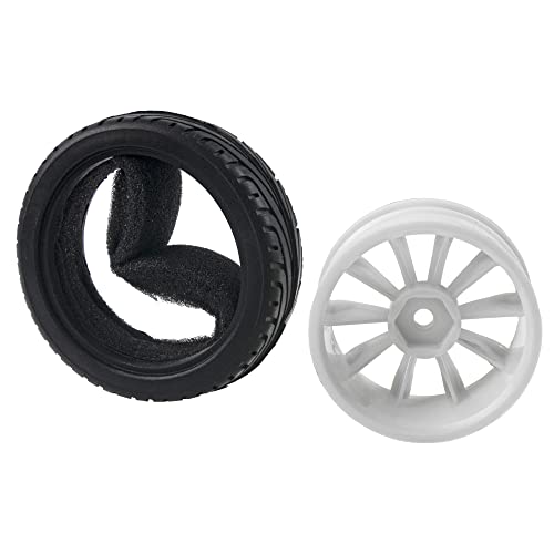 10-Spoke RC 12mm Hex Hub Wheel Rims & Rubber Tires Compatible with HSP Tamiya HPI Kyosho 1/10 On-Road Touring Car,WLtoys 1/14 144001 Traxxas 1/16 Slash RC 1/18 A959B Buggy (White) - color: White