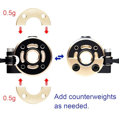 Brass Front Steering Knuckles w/Adjustable Steering Block Weights&Steering Link 19g/Set for Redcat Ascent-32 1/32 RC Crawler Car Upgrades,Black Coating