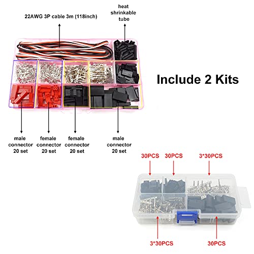 Servo Plug Male Female Connector Crimp Pin Cable Kit Compatible JST SYP Futaba for Hitec Spektrum RC