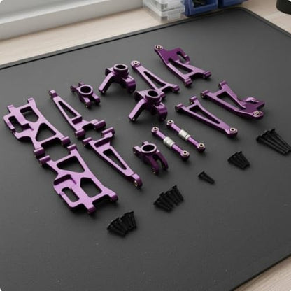 Industrial Vehicle Rc Car Upgrade Kit Aluminum Arms Steering Cups Rear Hubs Adjustable Turnbuckles Shock Absorption Set Suitable for 1/14 Scale Models, Sky Blue - color: Sky Blue