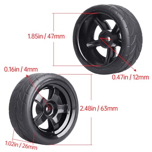 HobbyPark Glued 1/10 On-Road RC Touring Tires and Wheels Set for 1/18 Traxxas Latrax Teton 4 Tec 2.0 3.0 Tamiya TT02 TT01 Brushless (4-Pack) (Color D) - color: Color D