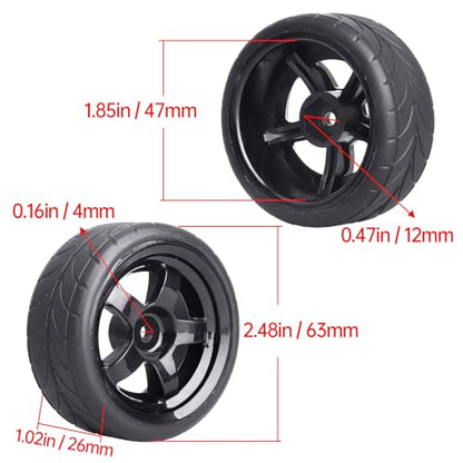 HobbyPark Glued 1/10 On-Road RC Touring Tires and Wheels Set for 1/18 Traxxas Latrax Teton 4 Tec 2.0 3.0 Tamiya TT02 TT01 Brushless (4-Pack) (Color D) - color: Color D
