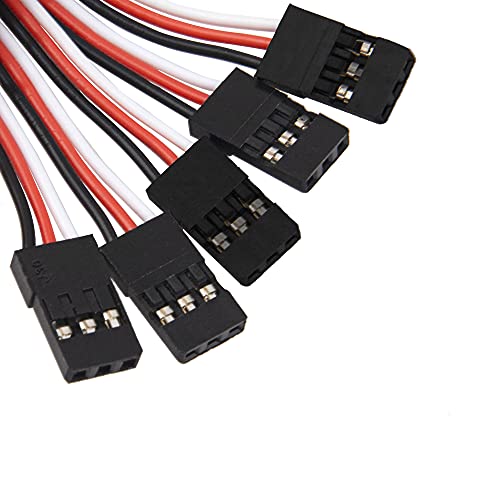ShareGoo 20 Pieces JR Male to Female 3-Pin Servo Extension Cable Cord RC Receiver Wire Connectors for RC Car Helicopter Boat Servo Receiver Flight Controller Board Connection (5 Sizes)