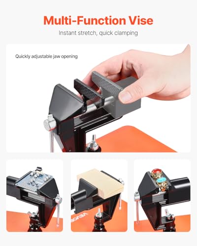VEVOR Magnetic Helping Hands Soldering Station, 4 Arms Third Hand Tool, with Vise, 3X LED Magnifying Lamp, 4 PCB Holder & 360 Hot Air Gun Holder, Soldering Helper for Electronic Repair Craft Hobby DIY - style: with Heat Gun Holder and Vise