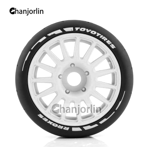 1/8 RC On Road Car Tires And Wheels Rims 17mm Hex 103mm Rubber Rally Tyres For 1:8 Scale RC On-Road Racing Car HPI WR8 HSP Hobao ARRMA Redcat Losi Kyosho VRX RC Rally Drift Car 4PCS (White A) - color: White a