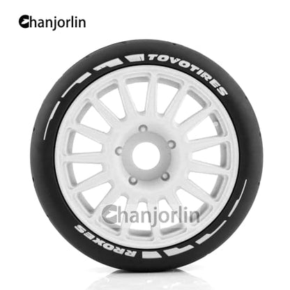 1/8 RC On Road Car Tires And Wheels Rims 17mm Hex 103mm Rubber Rally Tyres For 1:8 Scale RC On-Road Racing Car HPI WR8 HSP Hobao ARRMA Redcat Losi Kyosho VRX RC Rally Drift Car 4PCS (White A) - color: White a