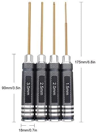 4pcs 1.5mm 2.0mm 2.5mm 3.0mm Hex Screw Driver Set Titanium Hexagon Screwdriver Wrench Tool Kit for Multi-Axis FPV Racing Drone RC Quadcopter Helicopter Car Models - style: 4pcs Screwdrivers