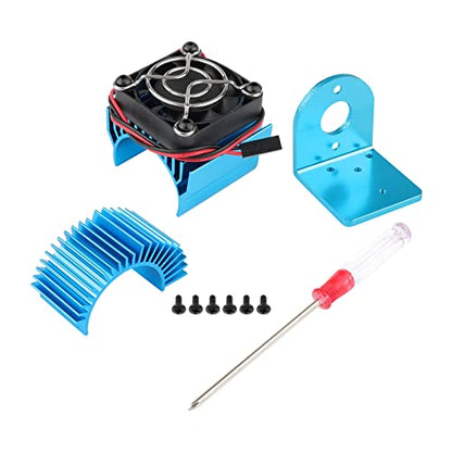 Aluminum RC Heat Sink with 5V Cooling Fan 3650 3660 540 550 Size Motor Heatsink and Motor Seat Combo for for Wltoys A949-B A959-B A969-B A979-B K929-B 12428 1/12 1/18 RC Car, Pack of 3 - style: Single Fan + RC Heatsink + Mount Seat