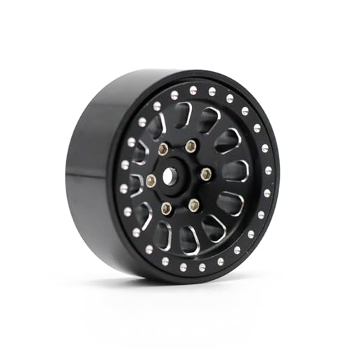 1.3” Brass Beadlock Wheels, -5.40mm Offset CNC 7 mm Hex Rims for 1/18 1/24 RC Crawler TRX4M, Axial SCX24 AX24, Redcat Ascent-18, FMS FCX24, 4 pcs, Matte Black - color: Matte-black
