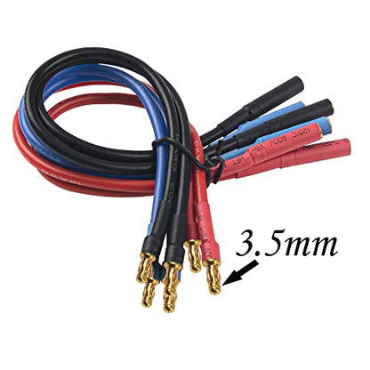 6Pack 7.87" 14AWG 3.5mm Gold Bullet Connector 3.5 Banana Plug Extension Cable Male Female Wire & 18Pcs 3-Pin JR Servo Extension Cable,1 JR Male to 2/3 Female JR Y Harness Servo Cable & 3.93" 5.9" 11.8