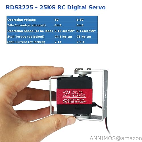 25KG Robot Servo Motor High Torque Full Metal Gear Digital Steering Servos with Mount Brackets - size: 25kg