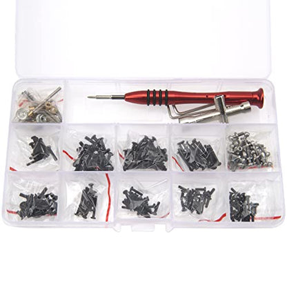 260PCS Repair Tool Kit M2 M2.5 Fastener Screw Bolts Hex Wrench Swing Arm Pins Ball Head Screw Compatible with WLtoys 1/18 A949 A959 A969 A979 K929 RC Car
