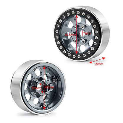 RCLIONS 4PCS Aluminum 1.9" Beadlock Wheel Rim for 1/10th Axial SCX10 TRX4 | Upgrade for SCX10-II,III,Redcat Gen7,Gen8,RC Crawler Car Parts