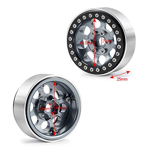 RCLIONS 4PCS Aluminum 1.9" Beadlock Wheel Rim for 1/10th Axial SCX10 TRX4 | Upgrade for SCX10-II,III,Redcat Gen7,Gen8,RC Crawler Car Parts