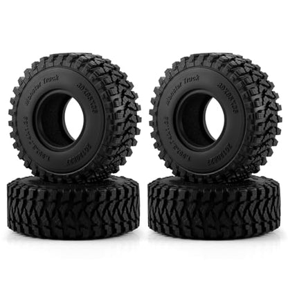 4PCS 1.55" Soft Rubber Wheel Tires 1.55 inch Mud Wheel Tyre All Terrain Crawler Rubber Tires with Foam Insert for 1/10 RC Crawler Car Axial 90069 TF2 D90 CC01 LC70 Tamiya MST JIMNY UTB18