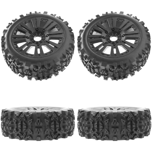 1/8 RC Buggy Tires 17mm Hex Wheels Rims & Rubber Tires Compatible with Arrma Typhon 6S 3S Talion 6S Team Losi HPI 1/8 RC Car 4PCS