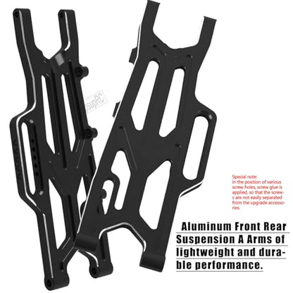 RC Aluminum Suspension Arms Set&Hubs Caster Blocks&Front Steering Block Knuckles&Rear Hubs Upgrades Parts for 1/10 Kraton/Outcast V2 4S BLX,Front Rear Suspension Arms Hops Up,Black - color: Black(for 1/10)