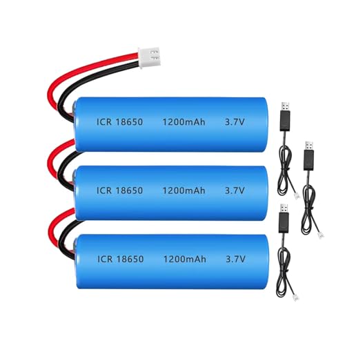 3Pack 3.7V 1200mAh Rechargeable Lithium Ion Battery Pack Li-ion Cell XH2.54-2P Plug with USB Charger for Remote Control Cars DIY Replacement - size: 3Pack