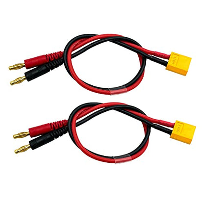 Fly RC XT60 Connector Plug -> 4mm Banana Plugs Battery Charge Lead Adapter Cable(Pack of 2)