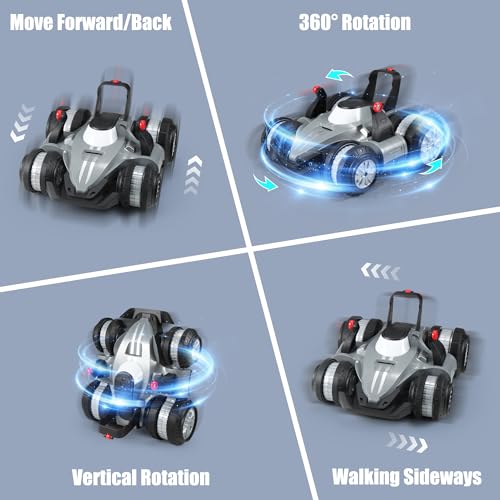 Remote Control Stunt Car for Kids, Toy Cars Gifts for Boys 6 Years Old Up | 360° Rotation, Side Wheel Drive Standing Drive, Rechargeable 4WD Drift RC LED Lights