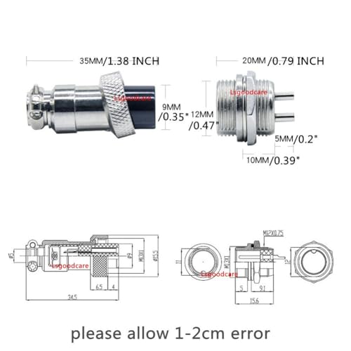Lsgoodcare 4Pcs GX12-4pin Male Female Aviation Connector Power Electrical Terminal Socket Cable to 2.54MM Terminal 12MM 4Din Aviation Plug Sockets Cable to XH2.54MM Connector ﻿﻿