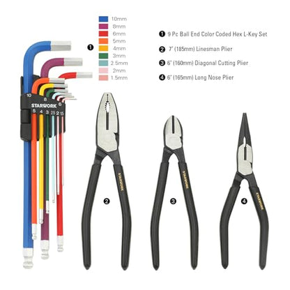 STARWORK TRUE MECHANIC™ 305-Piece Mechanics Tool Set with 120-Tooth Reversible Ratcheting Wrench Set, 1/4", 3/8", 1/2" Drive, Professional Metric Set - size: 305 PC