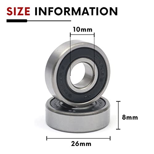 10 PCS 6000-2RS Double Rubber Sealed Deep Groove Ball Bearings 10x26x8mm, Deep Groove Ball Bearing ABCE-3 Pre-Lubricated, Chromium Bearing Steel (6000-2RS, 10) - size: 6000-2RS