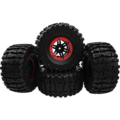2.2" Rubber Tires Inflatable OD135mm & 12mm Hex Hub Plastic Beadlock Wheel Rims Compatible with Axial SCX10 Tamiya CC01 TF2 Traxxas 1/10 RC Monster Truck Crawler (Red) - color: Red