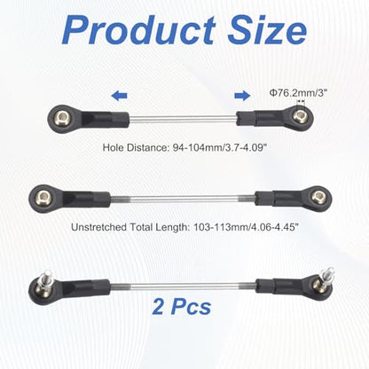 MECCANIXITY 2Pcs Adjustable Turnbuckles Camber Link, 94-104mm Turnbuckle Rod Steering Servo Linkage with M3 Ball Head Rod Ends for RC Car Replace Parts - size: 94-104mm