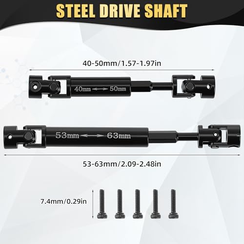 Skylety 7PCS RC Upgrade Kit Compatible with Axial SCX24 1/24 Crawler, 40mm Oil Filled Shock Absorbers, Brass Skid Plate, Steel Drive Shaft, Heavy Counterweight Chassis Parts