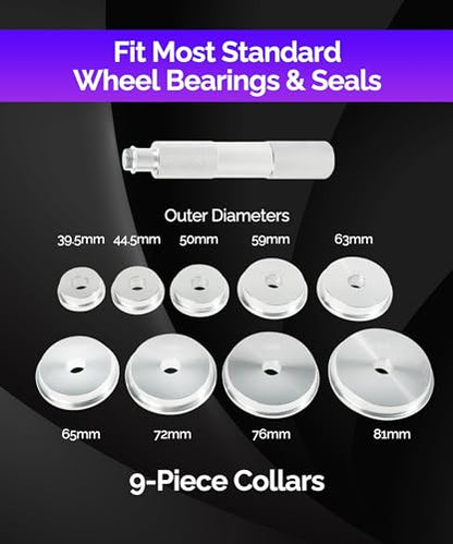 RACOONA Bushing Driver Set, Bearing Race and Seal Driver Set with Seal Driver and 9 Bearing Adapters,Car Accessories Wheel Bearing Tool Seal Installer Bearing Driver Kit for Bearing Installation